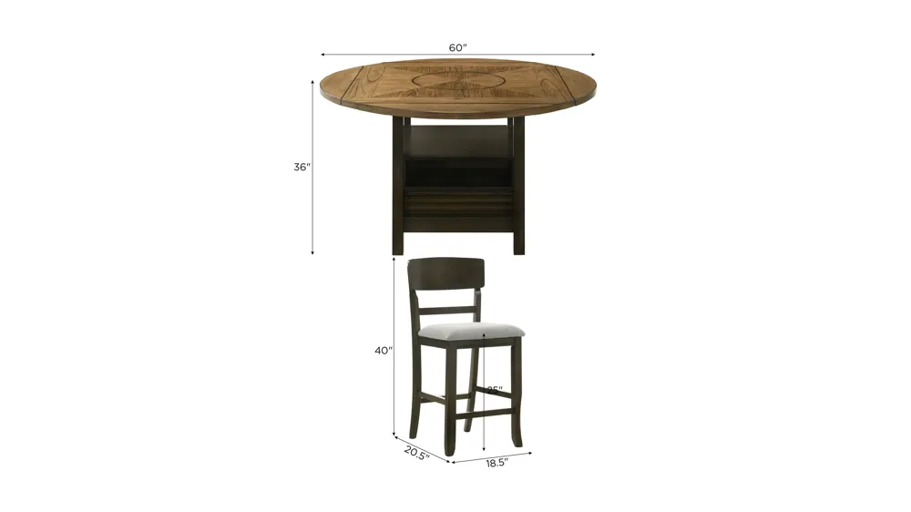 Oakly 5-pc. Counter Height Dining Set Dimensions