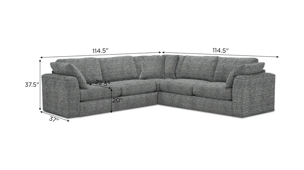 Nappily 3-pc. Sectional Dimensions