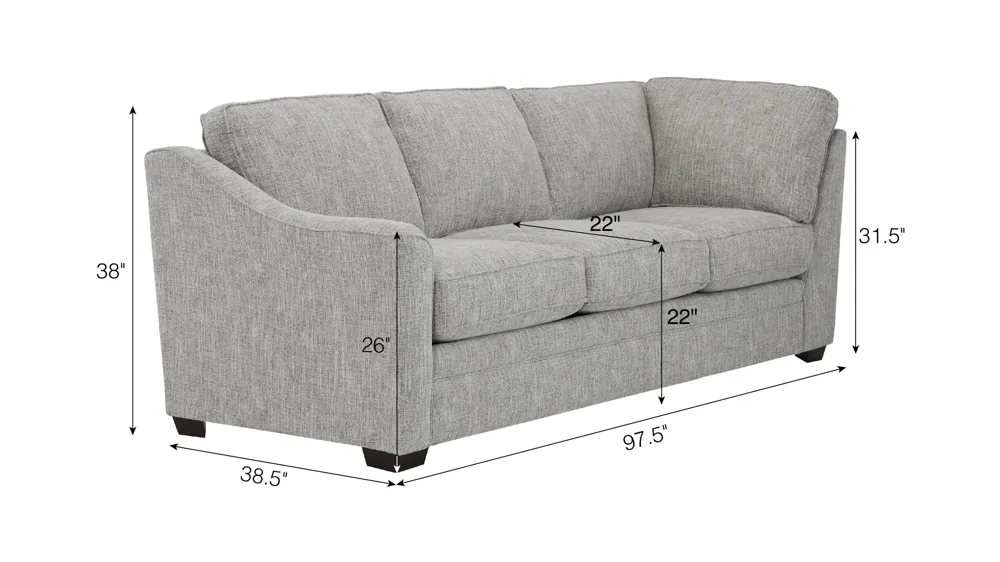 Fairhaven Left Arm Facing Sofa w/ Return Dimensions