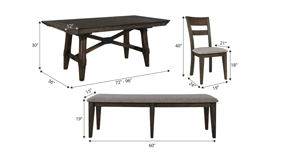 Double Bridge 6-pc. Dining Set Dimensions