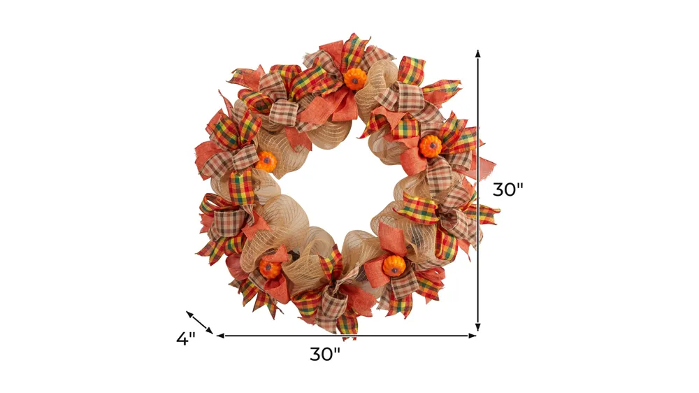 30" Harvest Foliage Artificial Wreath Dimensions