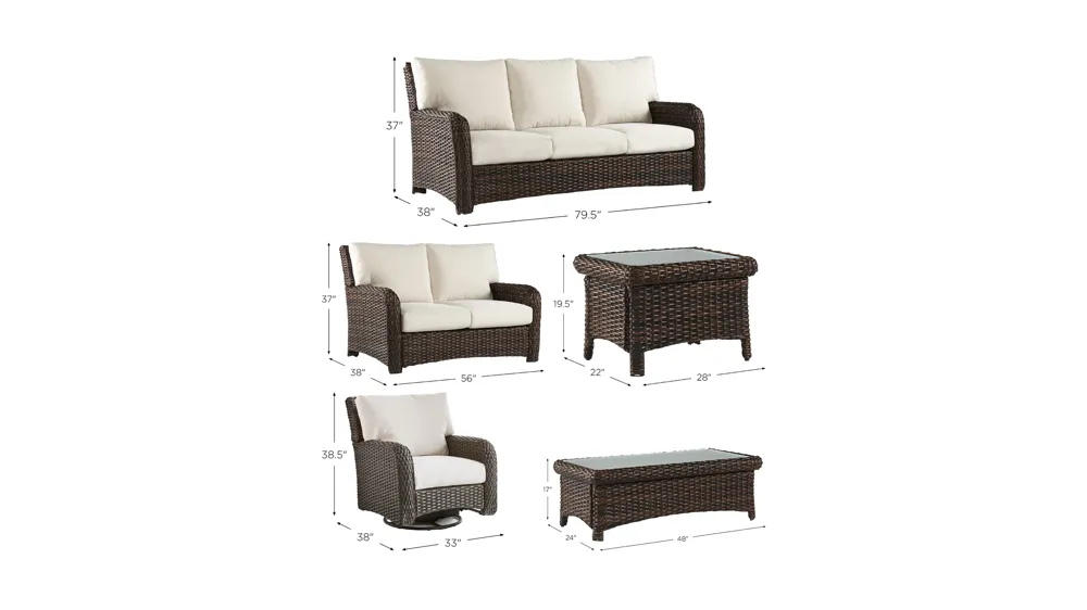 St Tropez 5-pc. Patio Set Dimensions