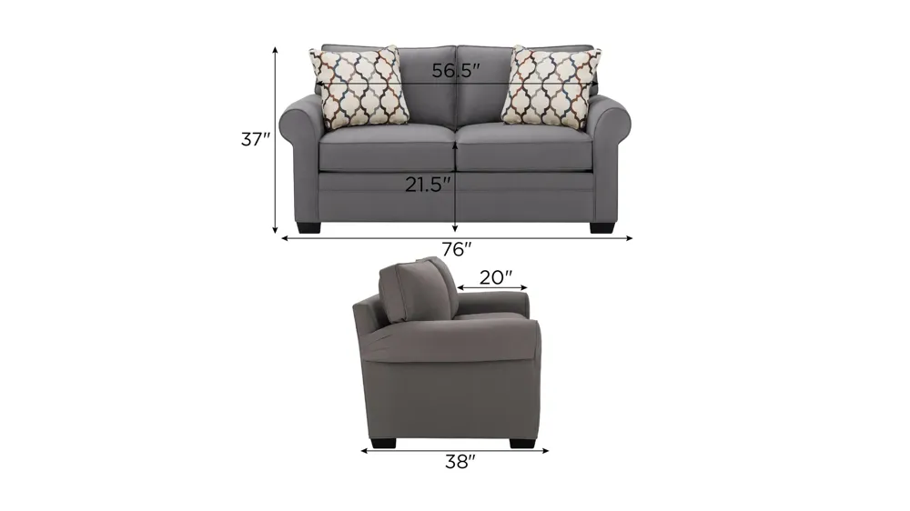 Wellsley Loveseat Dimensions