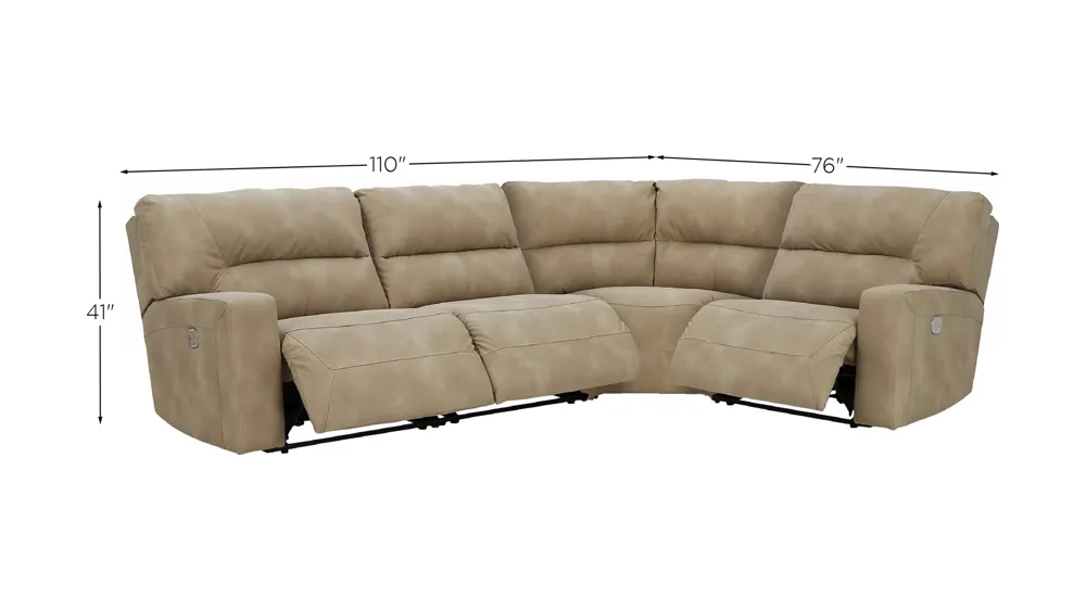 Next-Gen DuraPella 4-Piece Power Reclining Sectional Dimensions