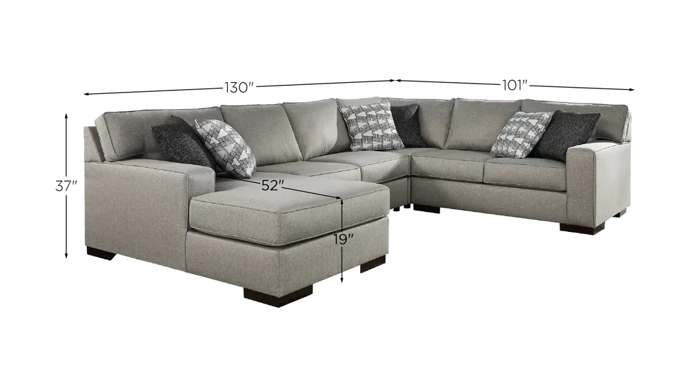 Marsing Nuvella 4-Piece Sectional with Chaise Dimensions