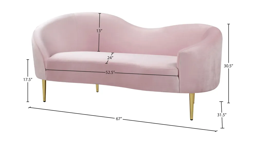 Ritz Velvet Loveseat Dimensions
