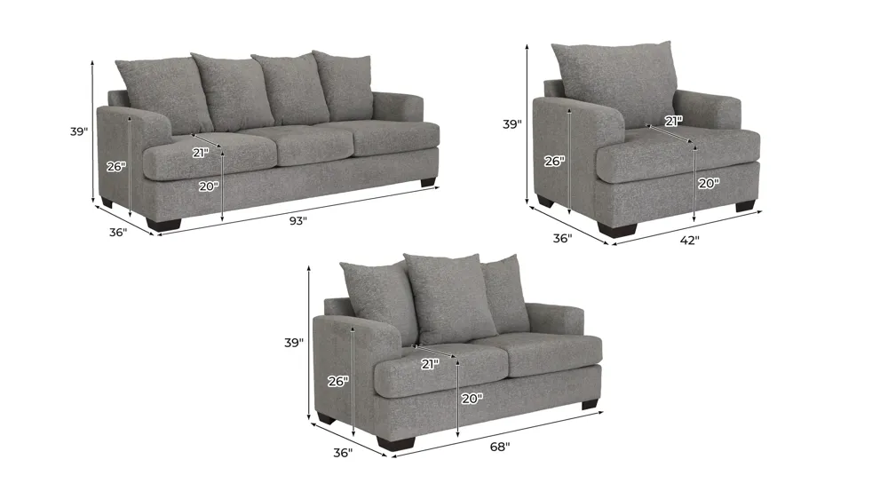 Waldron Living Room Set Dimensions