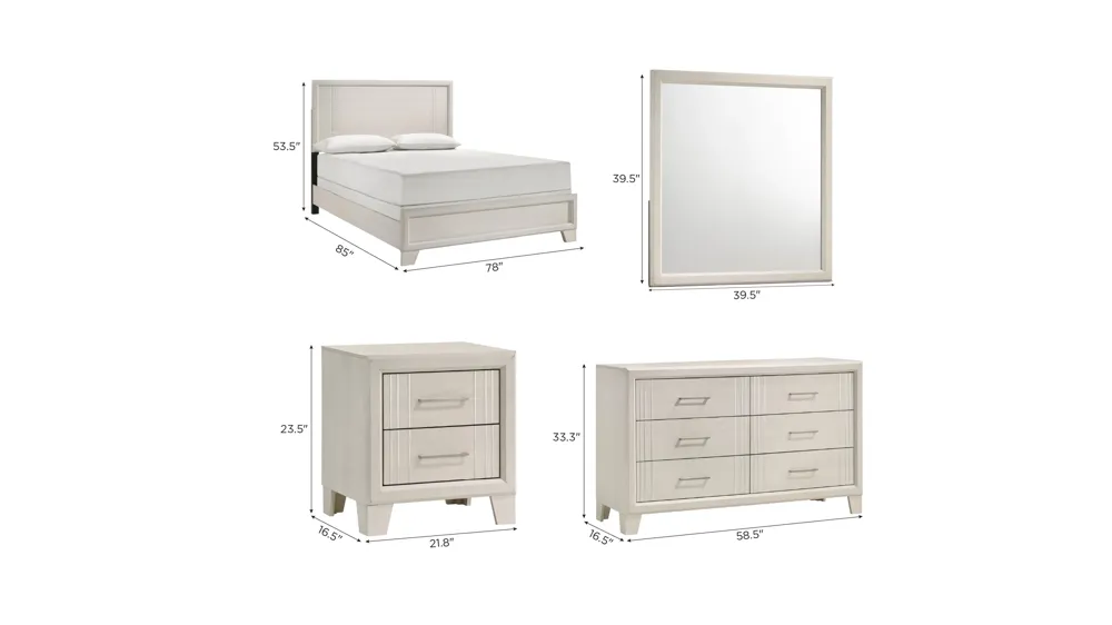Charlie 4-pc. Bedroom Set Dimensions