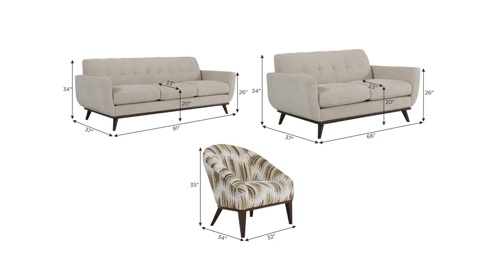 Milo Living Room Set Dimensions