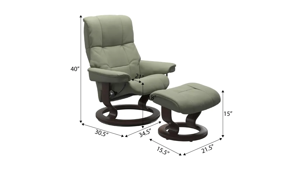 Mayfair Large Classic Chair & Ottoman Dimensions