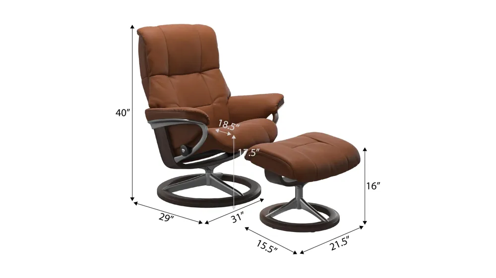 Mayfair Small Signature Chair w/ Ottoman Dimensions