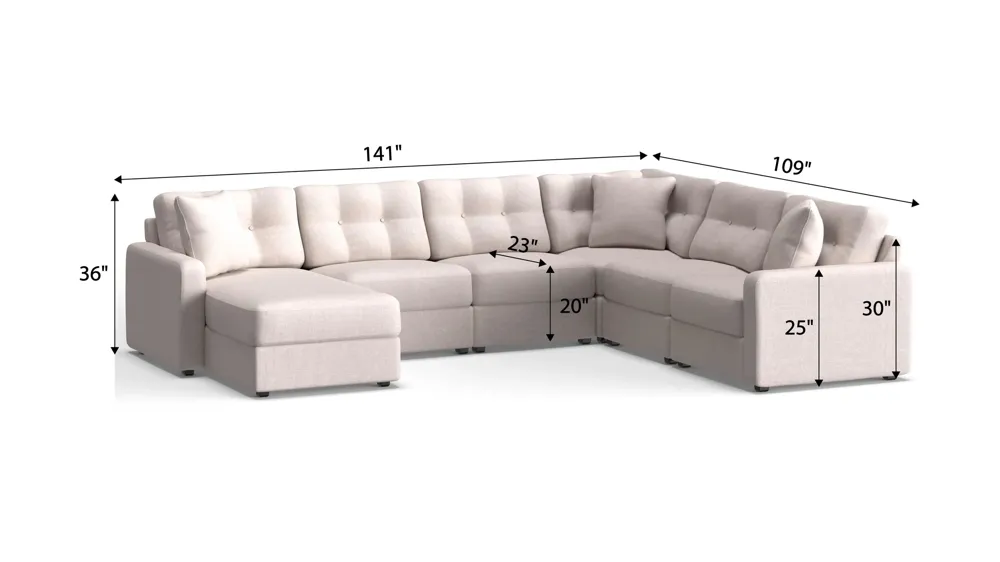 ModularOne 6-pc. Sectional Dimensions