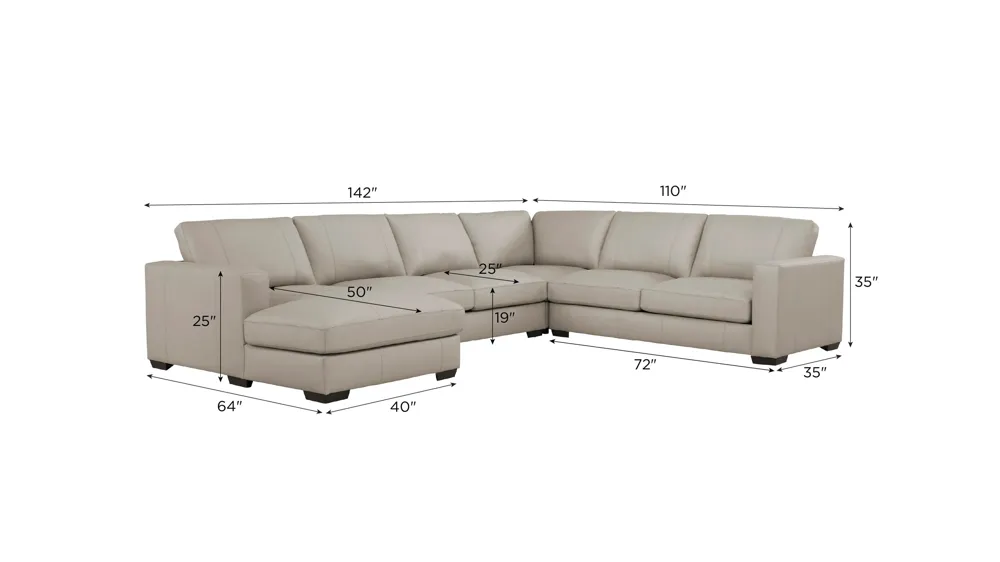 Oaklynn Leather 4-pc. Sectional Dimensions