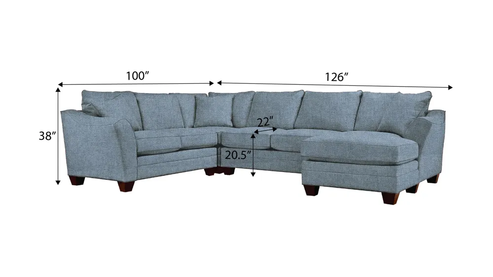 Foresthill 4-pc. Sectional w/ Right Arm Facing Chaise Dimensions