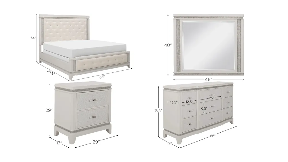 Carmelita 4-pc. Bedroom Set Dimensions
