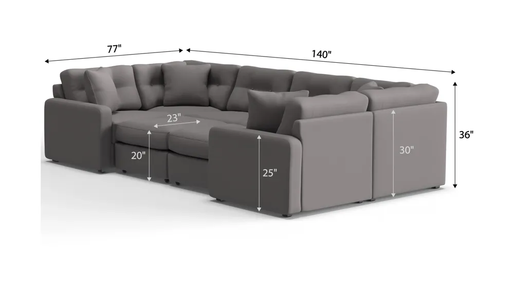 ModularOne 8-pc. Sectional Dimensions