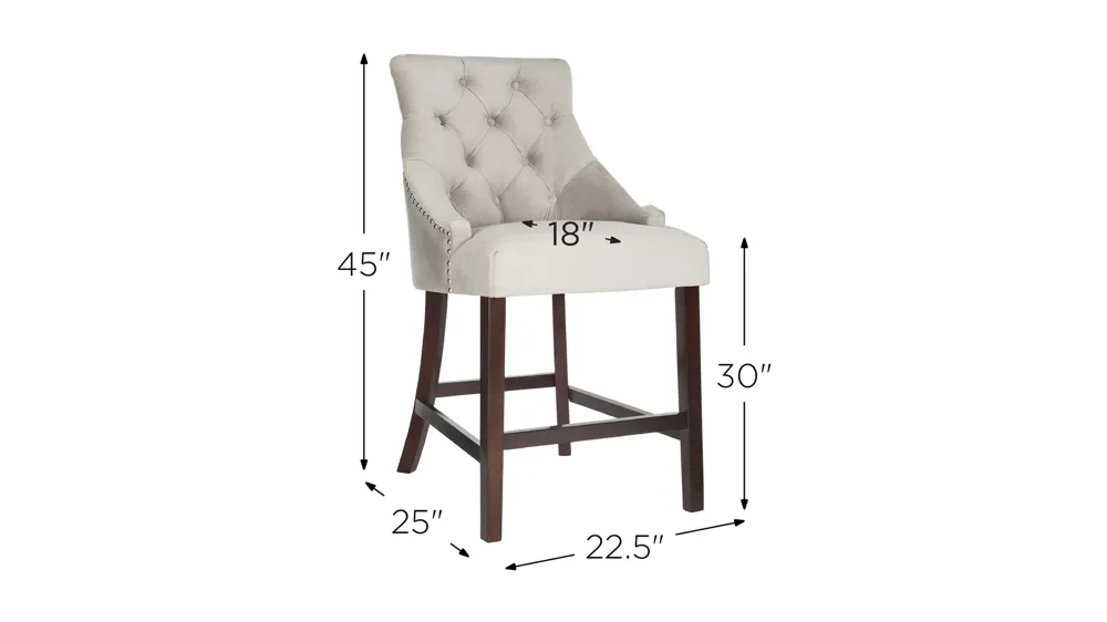 Eleni Tufted Wingback Counter Stool - Set of 2 Dimensions
