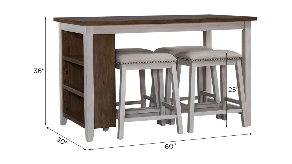 Brook Creek 5-pc. Counter Set Dimensions