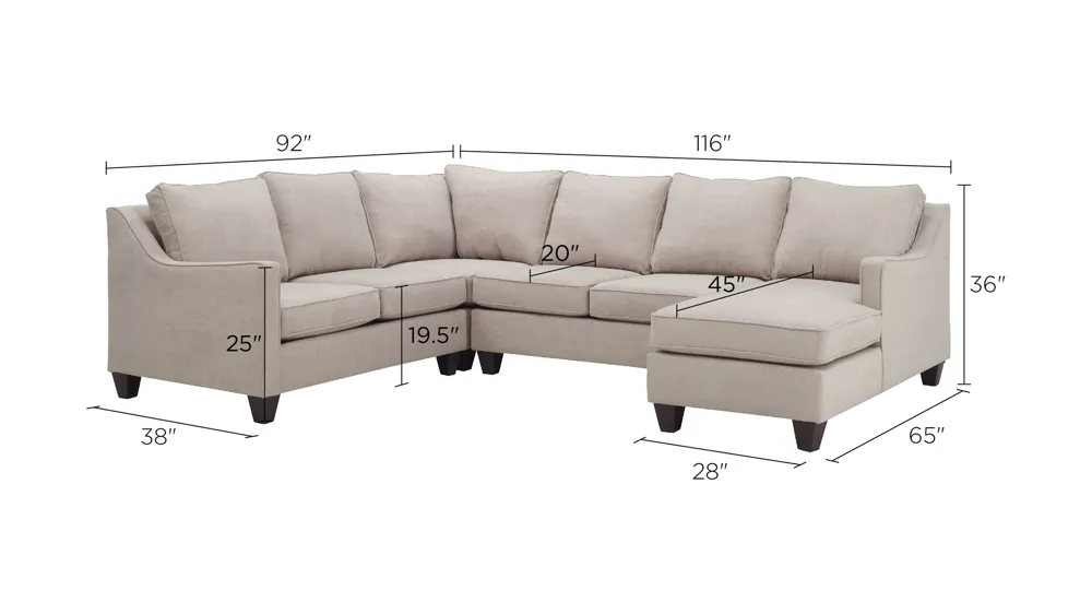 Ezra 4-pc. Chenille Sectional Sofa Dimensions