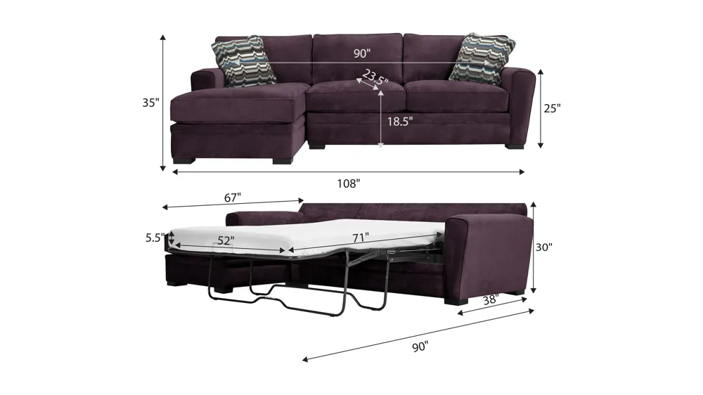 Artemis II 2-pc. Sectional w/ Full Sleeper Dimensions