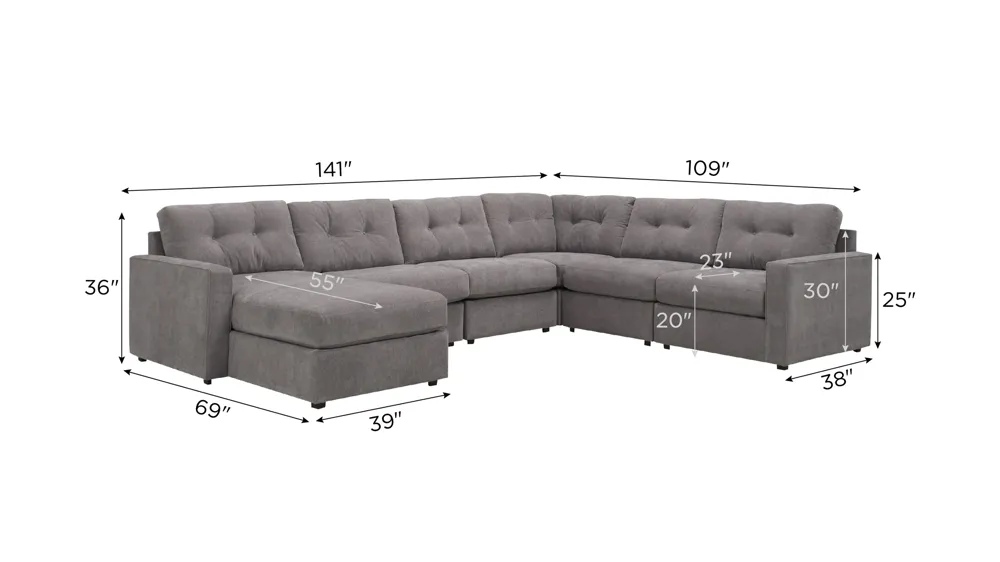 ModularOne 6-pc. Sectional Dimensions