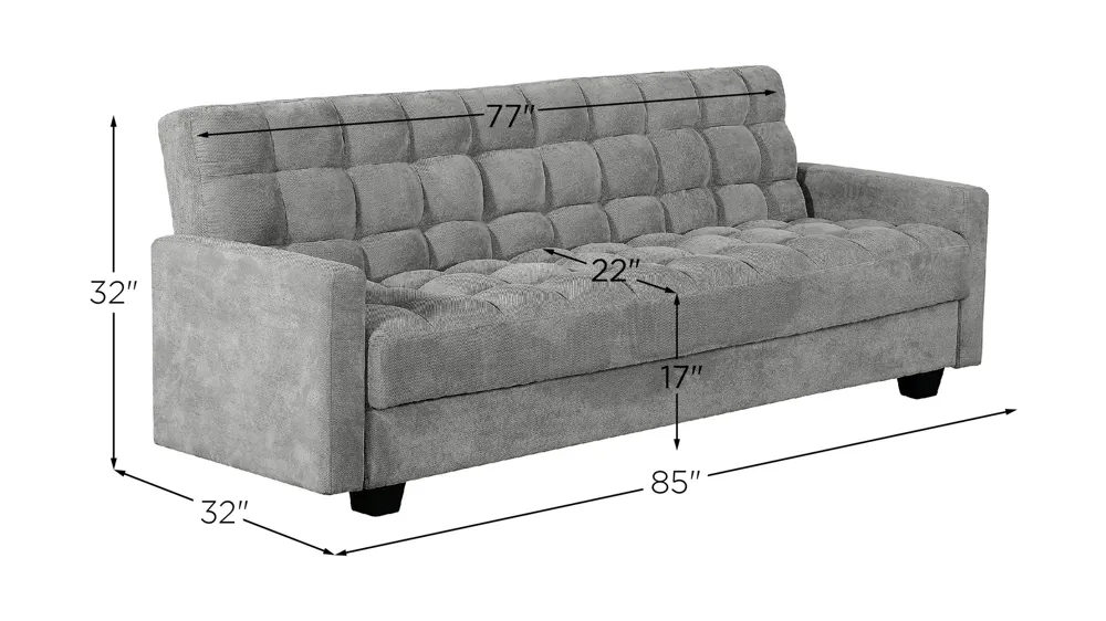 Penelope Tufted Sleeper Sofa with Storage Dimensions