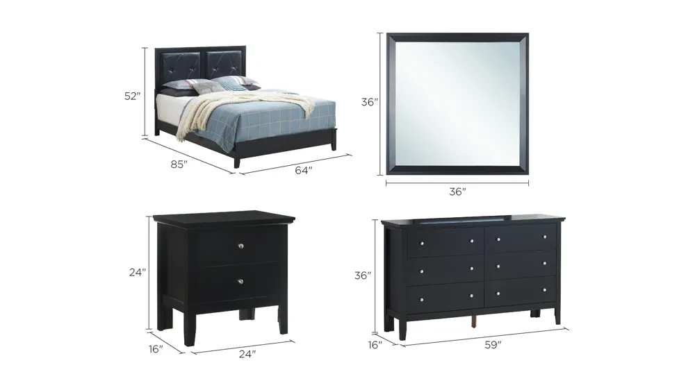 Primo 4-pc. Bedroom Set Dimensions