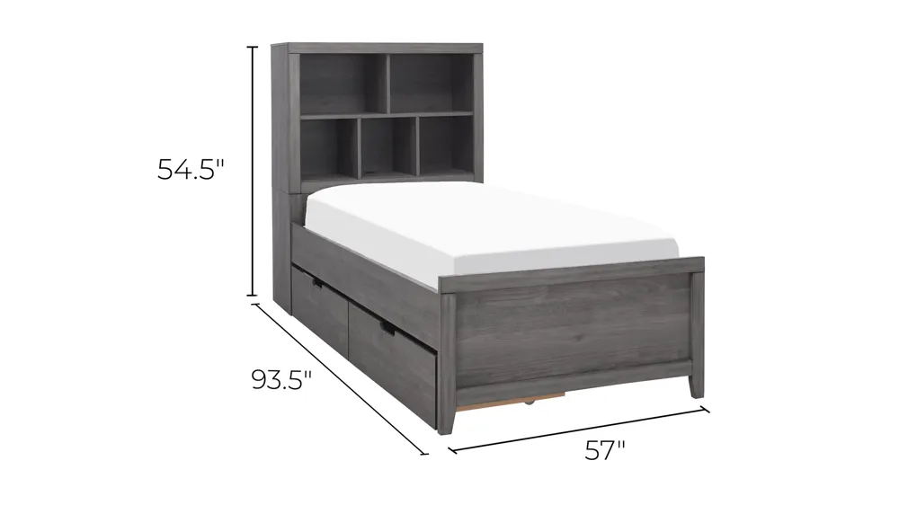 Piper Bed w/ Storage Drawers Dimensions