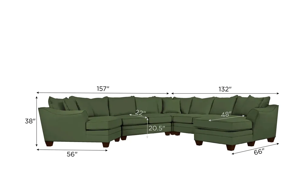 Foresthill 5-pc. Left Hand Facing Sectional Sofa Dimensions