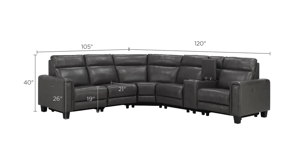 Ace 6-pc. Power Sectional Dimensions