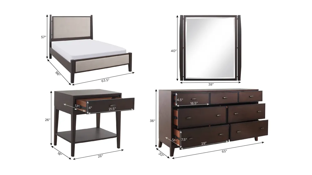 Bainbridge 4-pc. Bedroom Set Dimensions