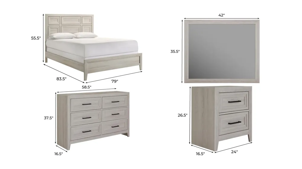 Syrus 4-pc. Bedroom Set Dimensions