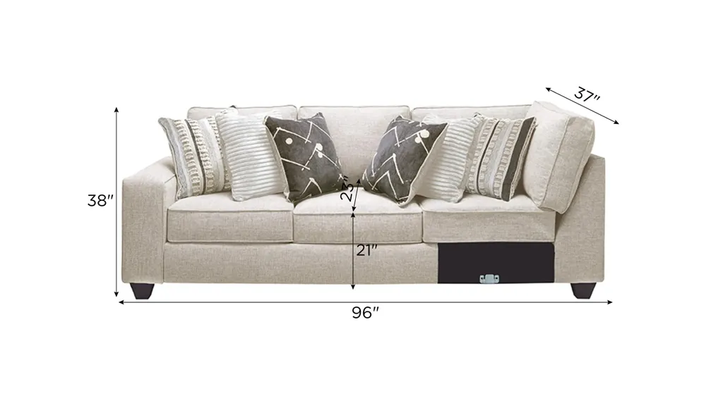 Alston Left Arm Facing Sofa w/ Return Dimensions