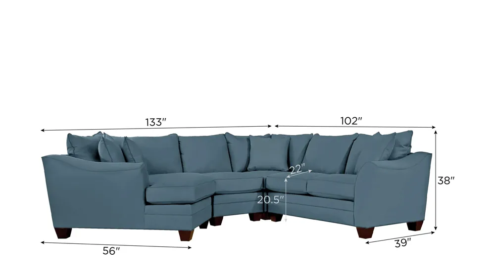 Foresthill 4-pc. Left Hand Cuddler Sectional Sofa Dimensions