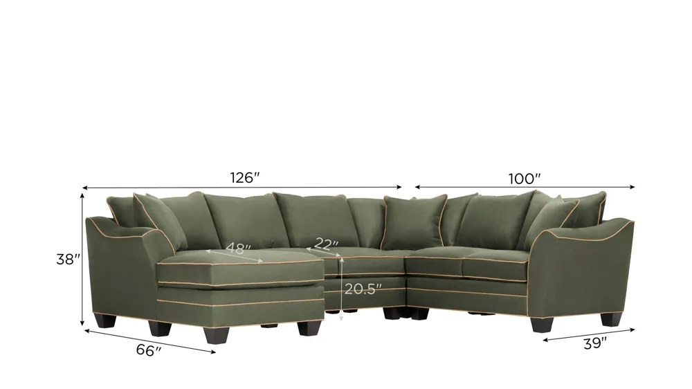 Foresthill 4-pc. Left Hand Chaise Sectional Sofa Dimensions