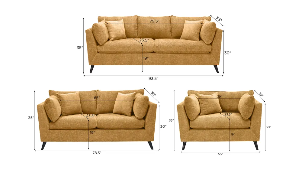 Caruso Living Room Set Dimensions