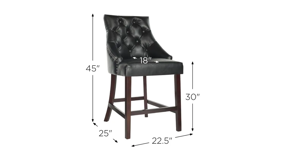 Eleni Tufted Wingback Bar Stool - Set of 2 Dimensions