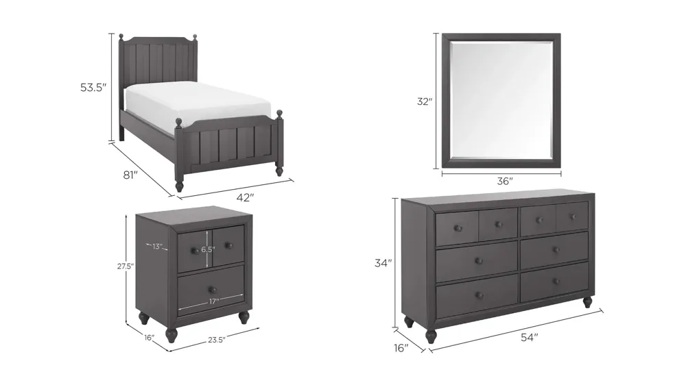 Ashcraft 4-pc. Bedroom Set Dimensions