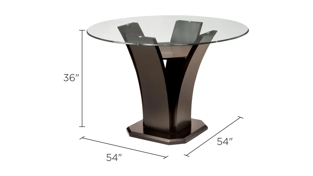 Venice 54" Glass Counter-Height Dining Table Dimensions