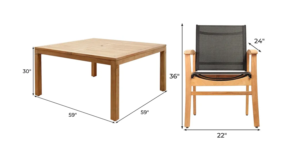 Campos 9-pc. Square Patio Dining Table Set Dimensions