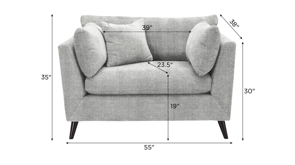 Caruso Chair and a Half Dimensions