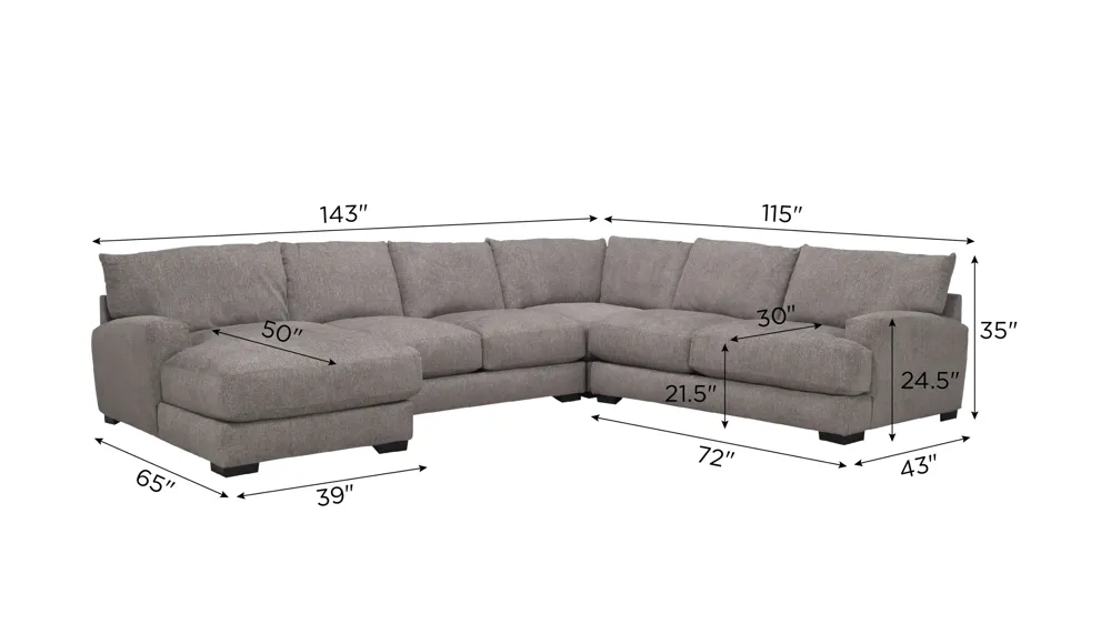 Carter 4-pc. Sectional Dimensions