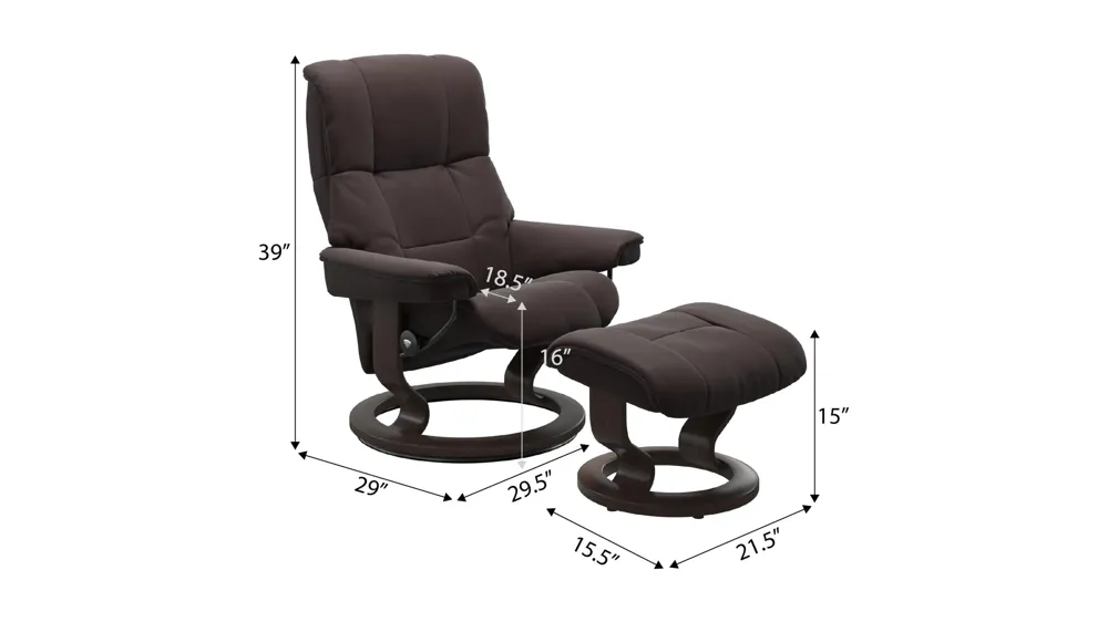 Mayfair Small Classic Chair & Ottoman Dimensions