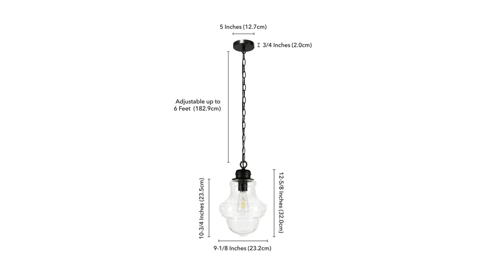 Isidora Seeded Glass Pendant Dimensions