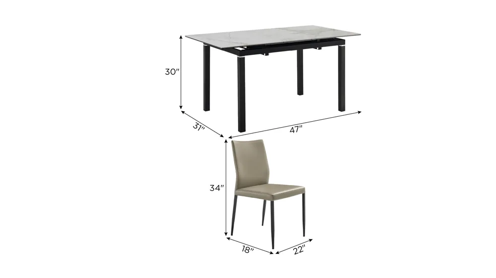 Giana Kash 5-pc. Dining Set Dimensions