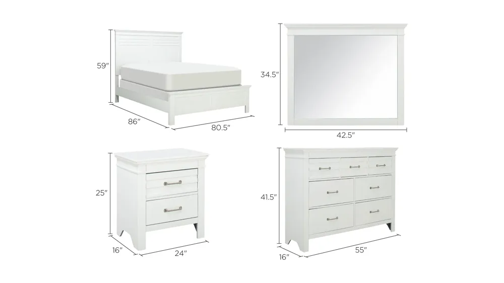Eastlea 4-pc. Bedroom Set Dimensions