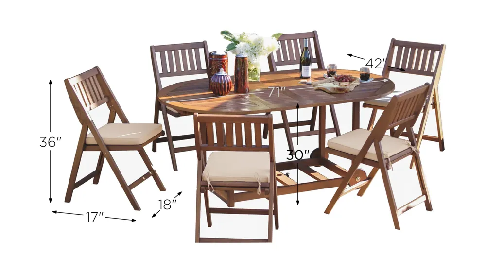 Apak 7-pc. Fold and Store Dining Set Dimensions