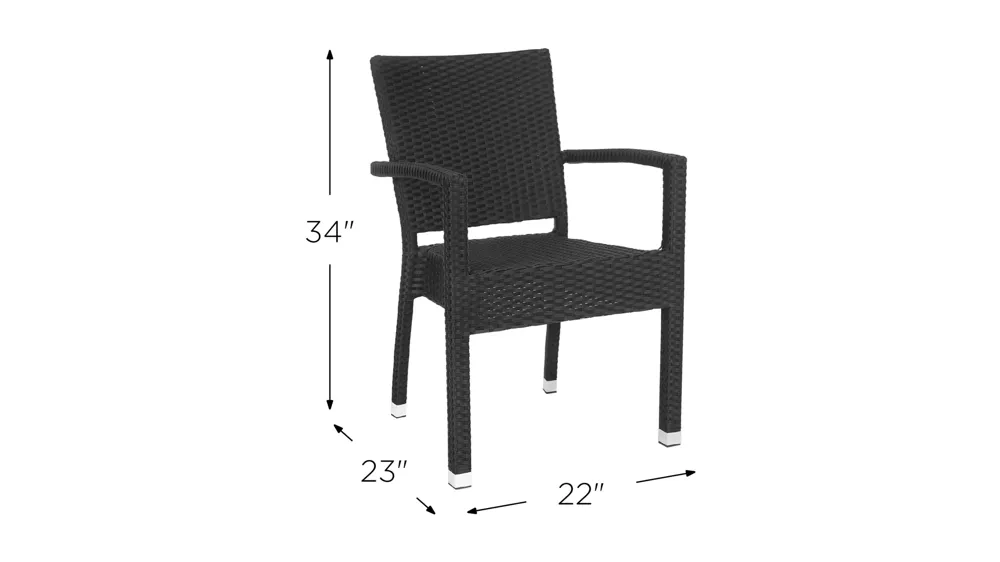 Darryl Outdoor Stacking Arm Chair - Set of 2 Dimensions