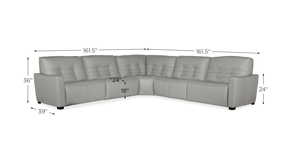 Reaux 5-pc. Power Reclining Sectional Dimensions