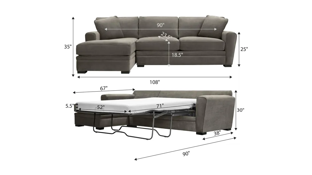 Artemis II 2-pc. Sectional w/ Full Sleeper Dimensions
